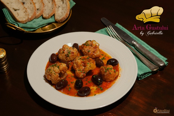 Gabriella pascaru bisi, arta gustului, creator de gust, creator de gusturi, Conopida cu masline si rosii, conopida cu masline, conopida, retete sardineze, retete din sardinia, retete italiene, retete delicioase, retete cu conopida, traditii sardinia, retete de post, retete vegane, vegan, gluten free, conopida delicioasa, retete cu legume