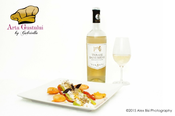Creveti cu legume, orez si reductie din vin alb Arta gustului, Creveti, Creveti cu legume, Gabriella Pascaru Bisi, Ocean Fish, orez si reductie din vin alb, Peste, Sauvignon Blanc Terase Danubiene Vinarte