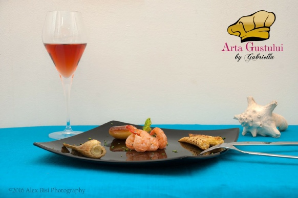 Arta gustului, Creveti trasi la tigaie cu unt de trufe baby fenicul baby porumb si cartofi noi, Creveti Vannamei, Fructe de mare, Gabriella Pascaru Bisi, Meggle Romania, Ocean Fish, Peste, Unt cu trufe Meggle