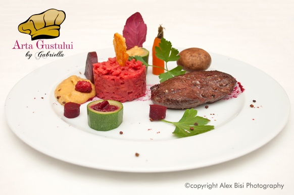 Arta gustului, Carne, Filé de strut caramel cu puré din dovleac risotto si sos din sfecla rosie si legume, Gabriella Pascaru Bisi, strut, filè, Gourmet de Strut