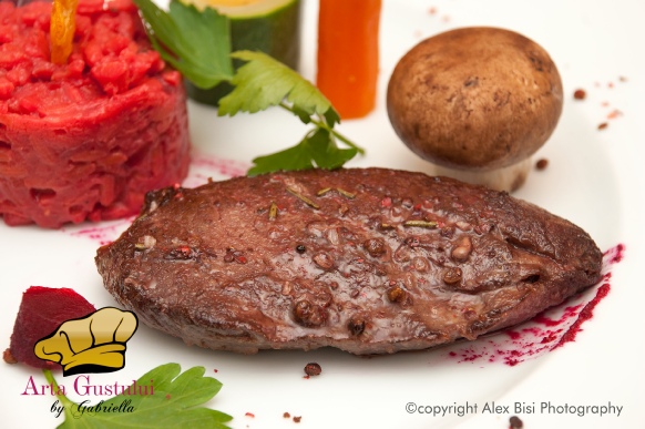 Arta gustului, Carne, Filé de strut caramel cu puré din dovleac risotto si sos din sfecla rosie si legume, Gabriella Pascaru Bisi, strut, filè, Gourmet de Strut
