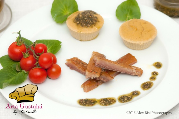 Arta gustului, Flan din telina coapta cu filé de hering afumat sos din busuioc cu migdale si untisor, Gabriella Pascaru Bisi, Hering Afumat, Ocean Fish, Peste
