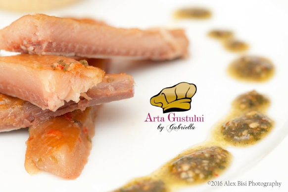 Arta gustului, Flan din telina coapta cu filé de hering afumat sos din busuioc cu migdale si untisor, Gabriella Pascaru Bisi, Hering Afumat, Ocean Fish, Peste