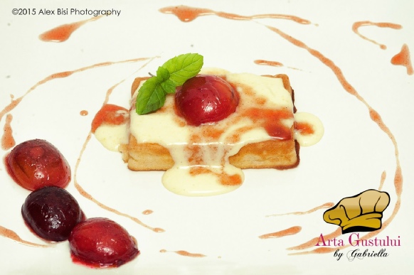 Arta gustului, Desert, Gabriella Pascaru Bisi, Rosé Terase Danubiene Vinarte, Waffle cu crema si prune caramelate