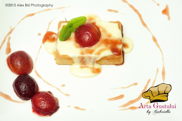 Arta gustului, Desert, Gabriella Pascaru Bisi, Rosé Terase Danubiene Vinarte, Waffle cu crema si prune caramelate