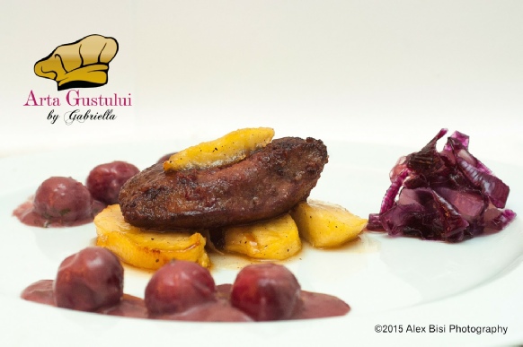 Ficat de curcan pe pat de mere caramelizate Arta gustului, Carne, Ficat de curcan, Gabriella Pascaru Bisi, LA DORNA, Riesling Cuveé d'Excellence Vinarte, Ficat de curcan pe pat de mere caramelizate