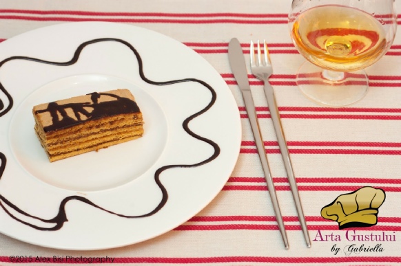 Arta gustului, Desert, dulciuri, Foietaj cu miere de albine si creme ganache ciocolata si cafea cu Cognac, Gabriella Pascaru Bisi, Hobby Chef, Vesela Hobby Chef