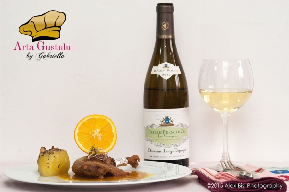 Albert Bichot, Arta gustului, Cave Royale Declée, Chablis Premier Cru, Gabriella Pascaru Bisi, Les Vaucopins, Rata à l’orange cu barcute umplute de cartofi, sos Chablis orange si o poveste cu vin
