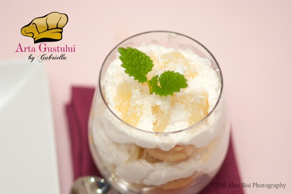 Tiramisu exotic cu ananas, rom, cognac si Maraschino Arta gustului, Creme Patisserie Meggle, Desert, Deserturi delicioase, Frisca Meggle, Gabriella Pascaru Bisi, Meggle, Meggle Romania, Tiramisu exotic cu ananas rom cognac si Maraschino