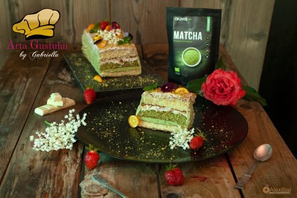 Tort cu Matcha, lapte condensat, capsuni, soc si fistic Arta gustului, Desert, Deserturi delicioase,Tort cu Matcha, lapte condensat, capsuni, soc si fistic, Gabriella Pascaru Bisi, Vegis, Myria, Nestlé Dessert, Whirpool